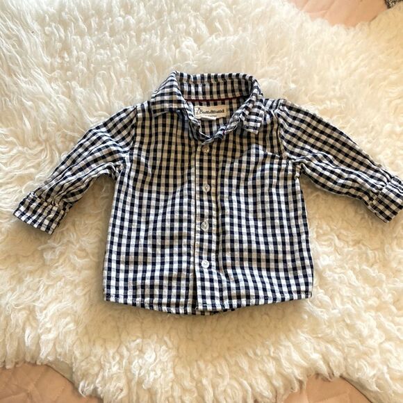 Blue and white check button up shirt - Picture 1 of 5